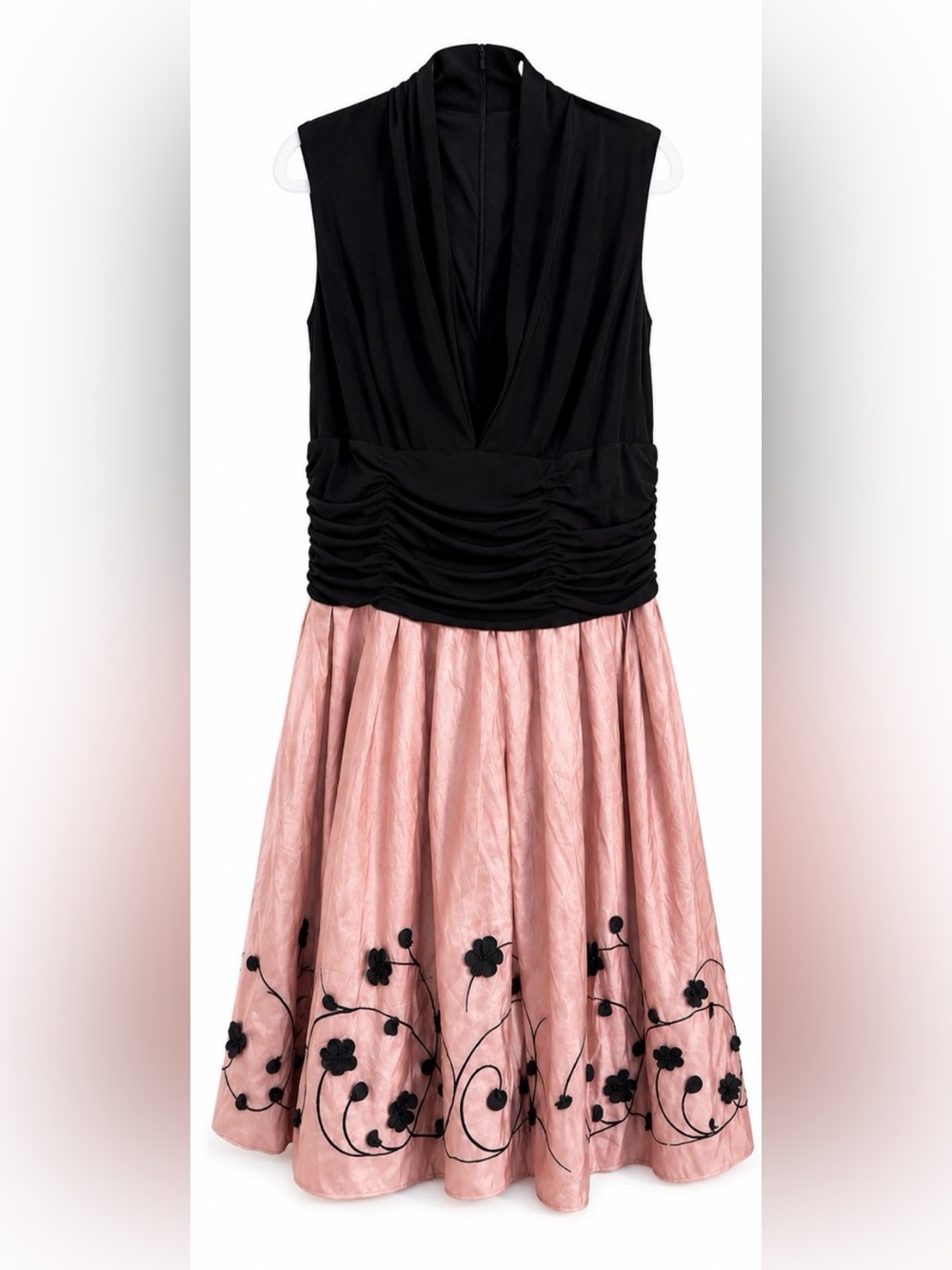 S.L. Fashions Black & Pink Embroidered Dress Size 16W